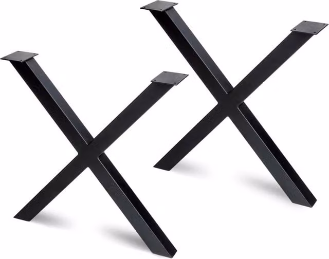 Set di gambe Cross per tavolo Emuca in metallo nero, Altezza: 69,5 cm
