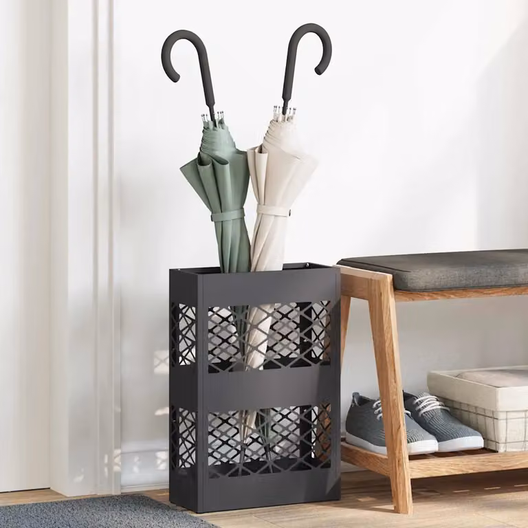 Stand per ombrelli da pioggia vidaXL in metallo nero L: 28 cm, P: 12 cm, H: 41 cm