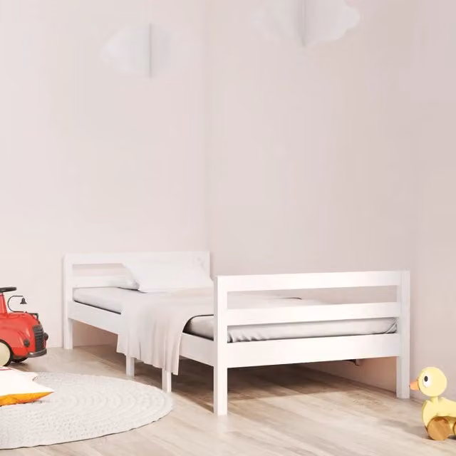 Giroletto vidaXL in legno massello di pino bianco con doghe fisse, L/P/H: 200 x 80 x 52,5 cm