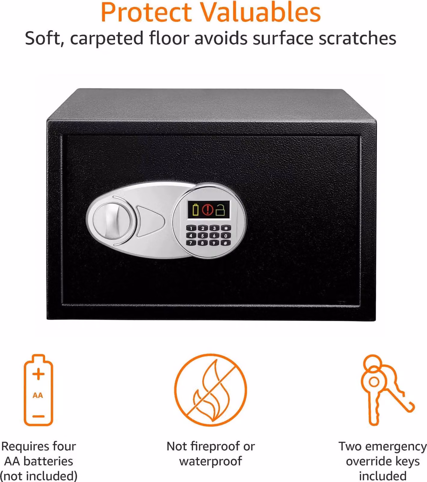 Cassaforte Amazon Basics in acciaio con tastiera digitale, 34 L, 43 x 37 x 27 cm, nera