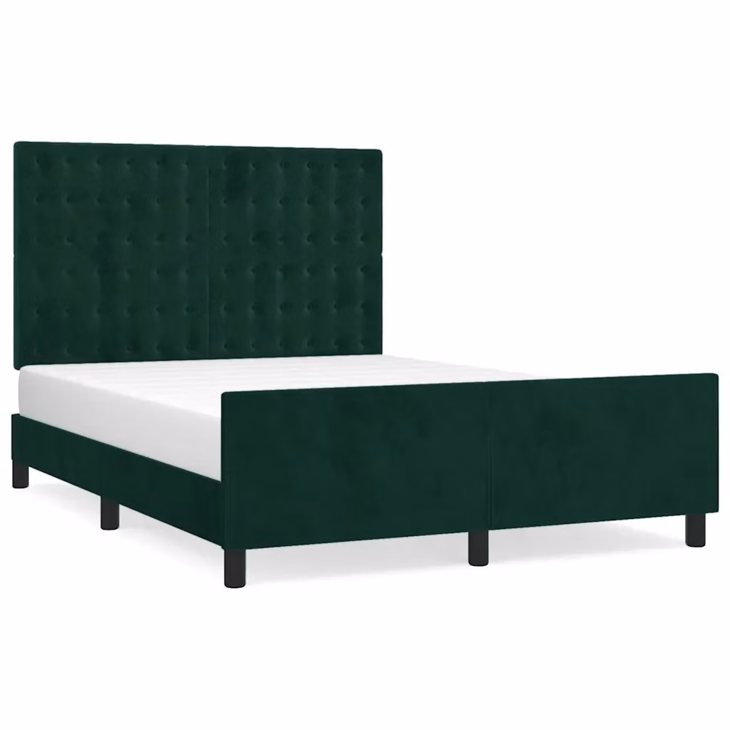 Giroletto vidaXL in velluto verde scuro con struttura in legno di larice e doghe fisse L/P/H: 193 x 140 x 128 cm – 2