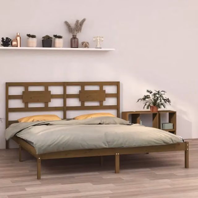 Giroletto Ambra in legno massello di pino color marrone senza materasso L/P: 200 x 200 cm – 1