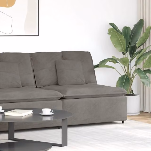 Modulo Centrale Divano Modulare con Cuscini Grigio Chiaro 100cm 616271