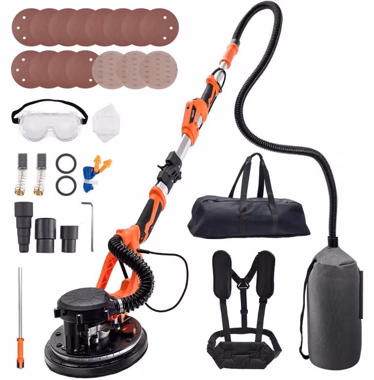 Levigatrice per cartongesso da 1150 W - Disco abrasivo da 255 mm - Albero telescopico