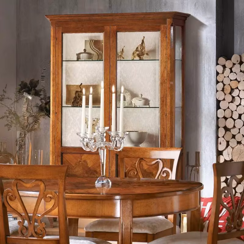 Vetrina classica in legno e vetro con 2 ante in vetro Mobili 2G L/P/H: 125 x 43 x 207 cm – 3