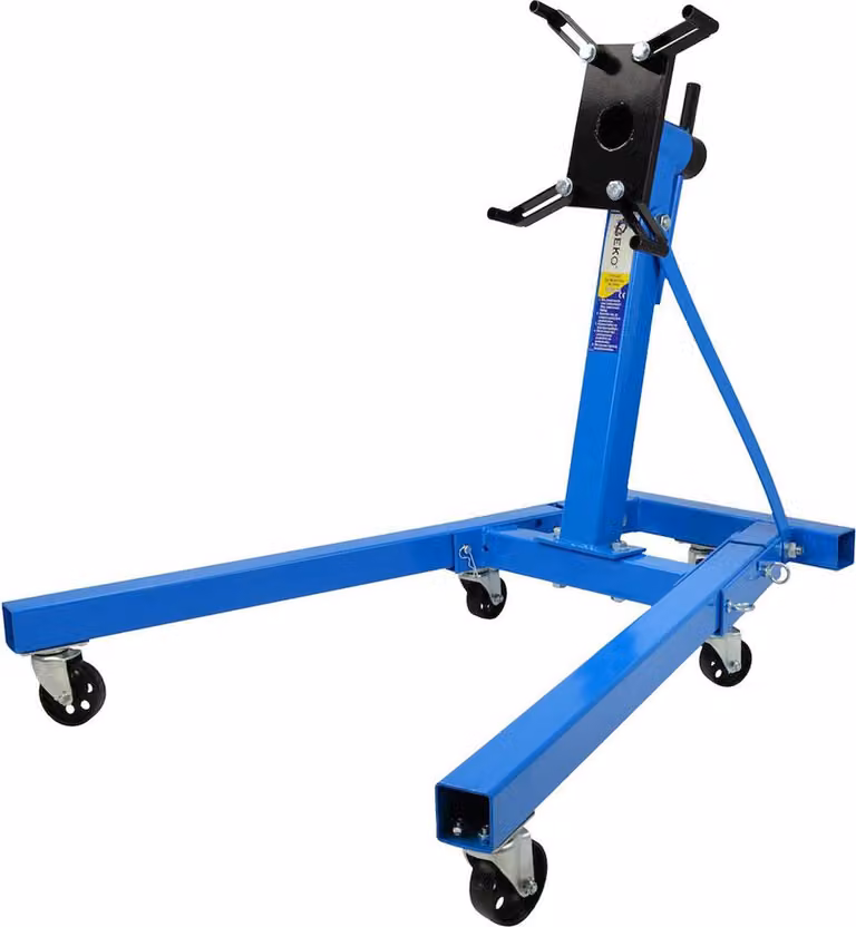 Cavalletto porta motore girevole, supporto per cambio, gambe pieghevoli, rotazione 360 gradi, 4 bracci di montaggio carrello professionale carico massimo 900 kg GEKO