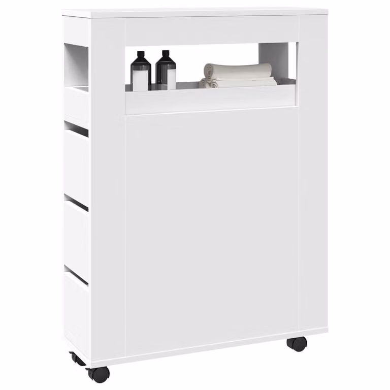 Mobile da bagno stretto con ruote vidaXL, bianco, L/P/H: 23 x 20 x 90 cm