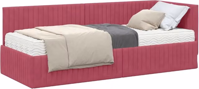 Letto singolo | Letto per adulti | Struttura Letto Angolare con Materasso 2 pcs Verde Velluto