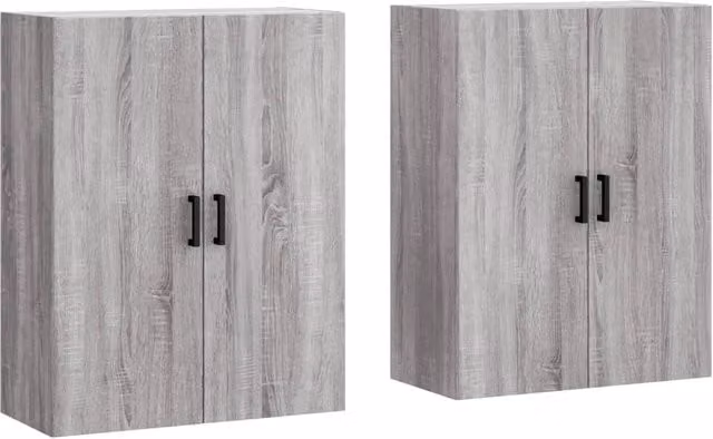 Set di 2 armadietti da parete portaoggetti design pratico 69,5 x 34 x 90 cm in legno ingegnerizzato grigio 02_0055362