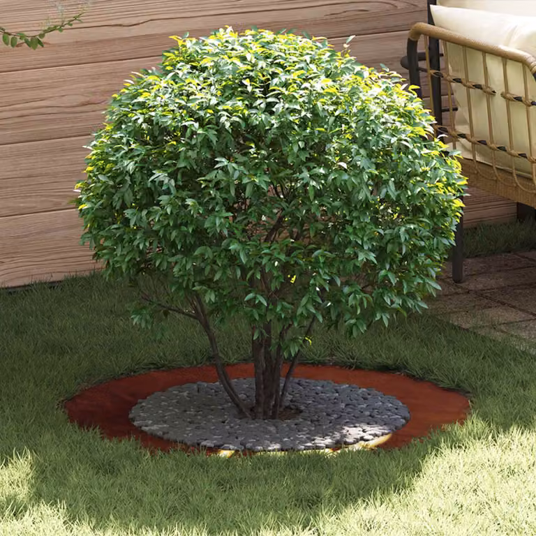 Anello d'Albero Piatto vidaXL in Acciaio Ruggine Marrone Ø 90 cm per Giardino Ornamentale