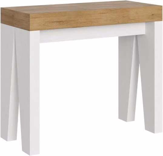 Consolle Allungabile 90-300x40x77 cm in Nobilitato Marrone e Bianco