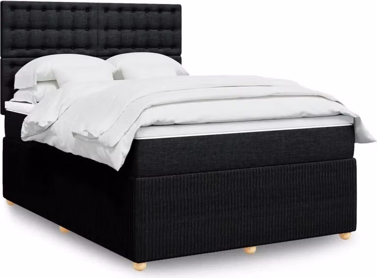 Maison Exclusive - Letto boxspring con materasso nero 140x200 cm Tessuto