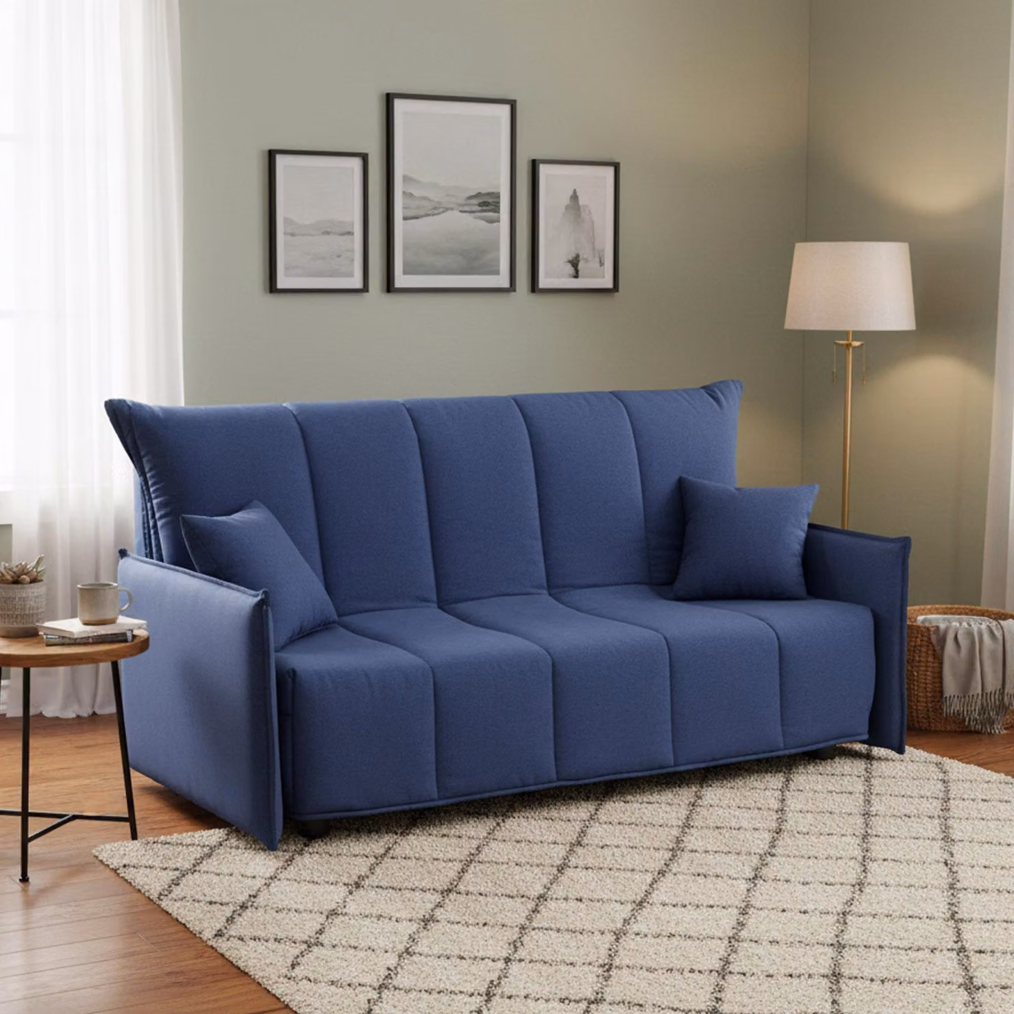 Talamo Italia Divano Letto 2 Posti Alaric 90x150 cm blu, Sfoderabile di Apertura a Carrello  Italy