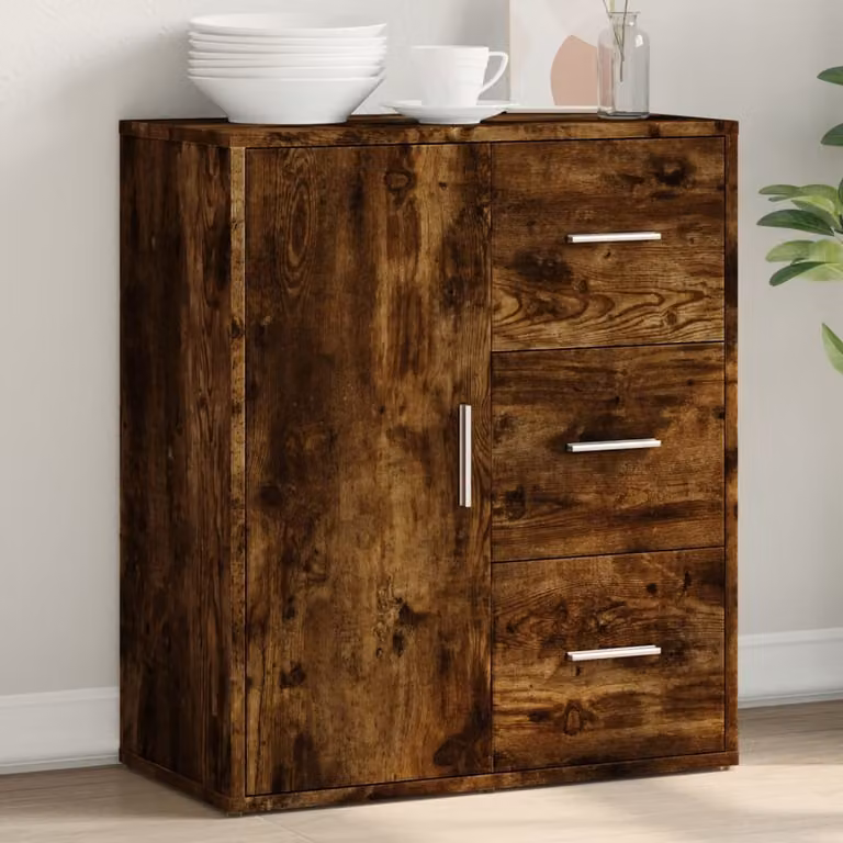 Credenza moderna vidaXL in legno multistrato e MDF color rovere fumo, sospesa, L 60 cm x P 31 cm x H 70 cm