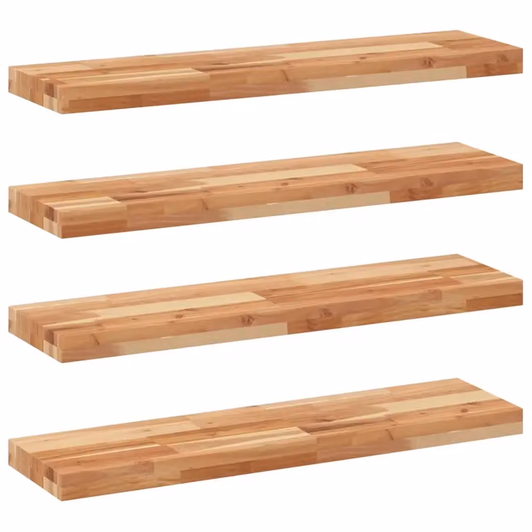 Set di 4 mensole da parete vidaXL in legno di acacia rifinito a olio, colore marrone, L 100 x P 20 x H 4 cm