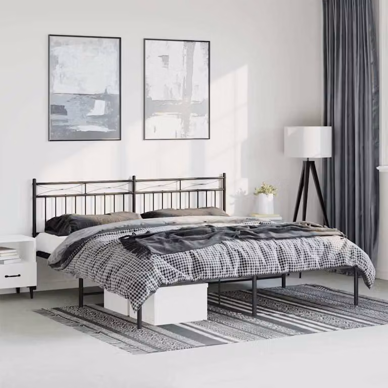 Giroletto con testiera in metallo vidaXL colore nero L: 198 cm, P: 207 cm, H: 91 cm