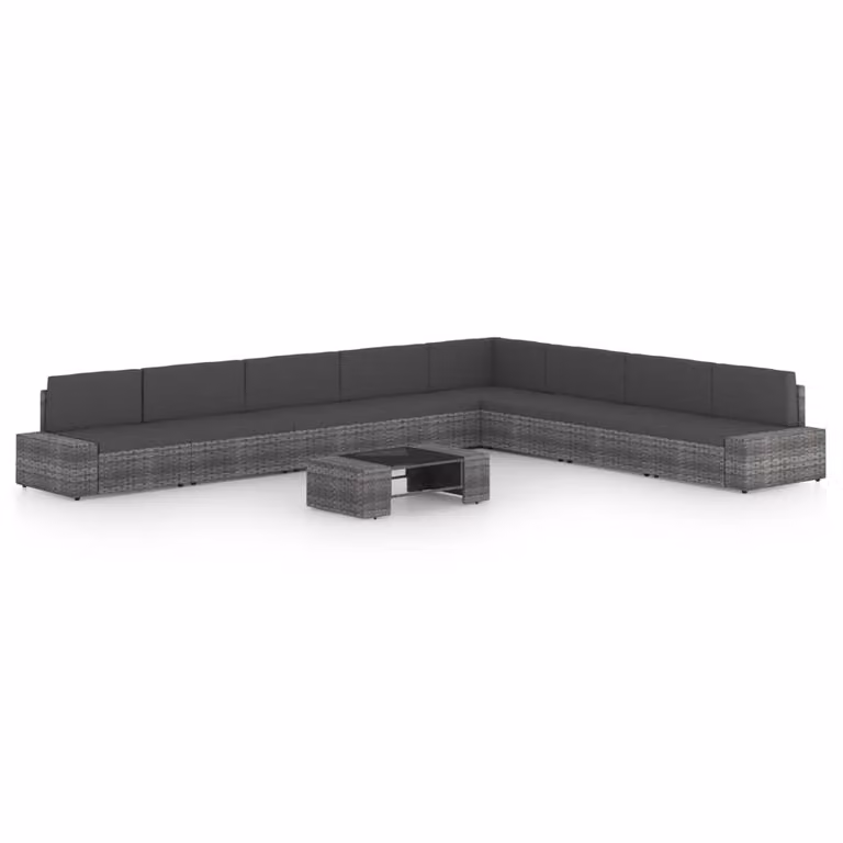 Maison Exclusive - Set da giardino 9 pezzi con cuscini grigio in polyrattan