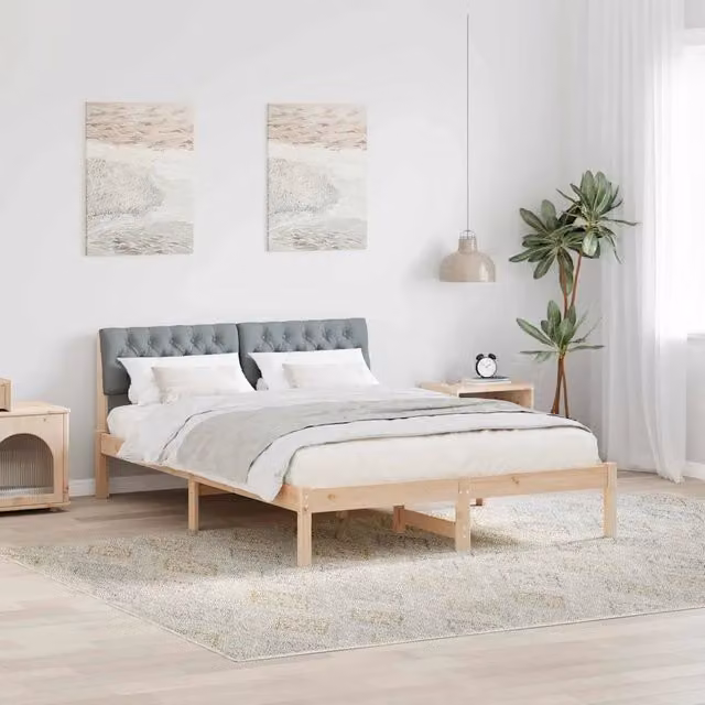 Struttura del letto-Giroletto Marrone e grigio chiaro 135 x 190 cm 686274
