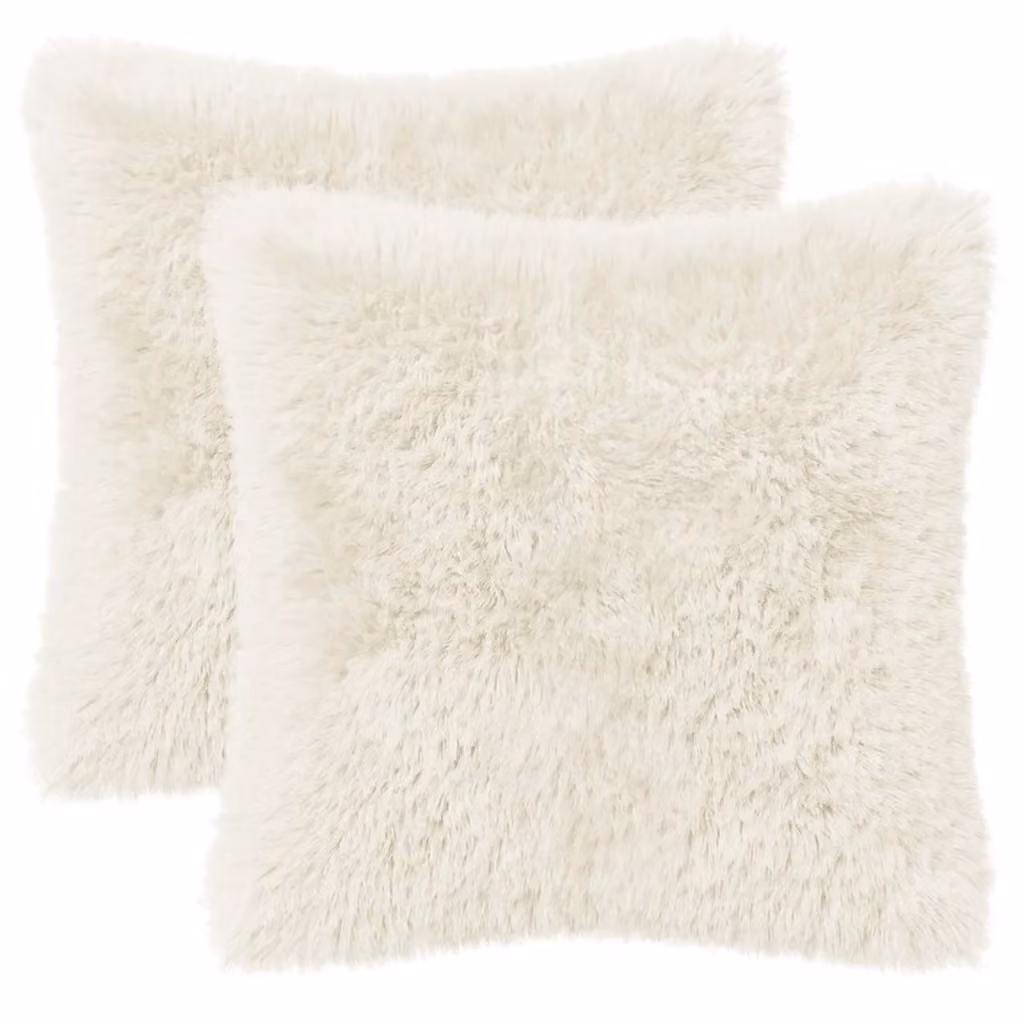 Set di 12 cuscini quadrati HEERLEN vidaXL in pile bianco, lavabili e con rivestimento rimovibile, 50 x 50 x 24 cm