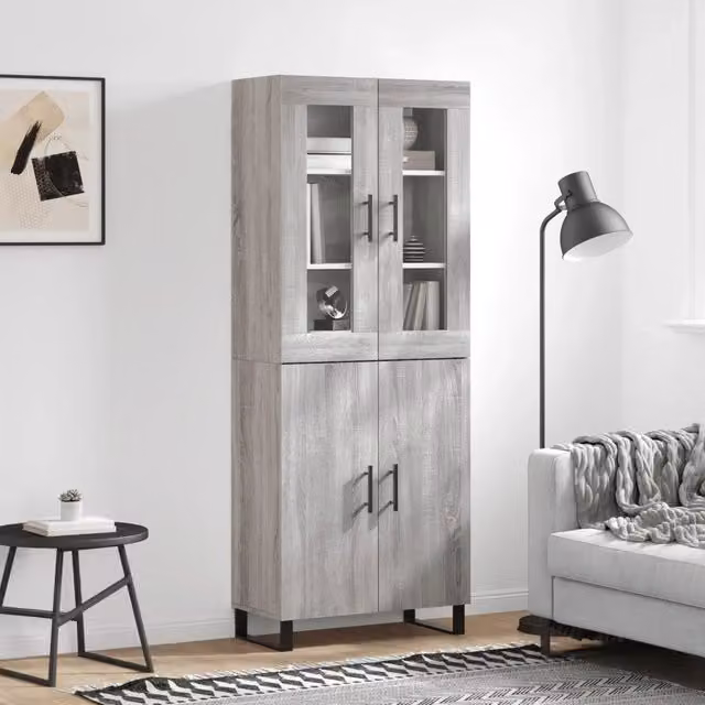 Credenza | Madia | Buffet da pranzo | Armadio da pranzo Grigio Sonoma 69,5x34x180 cm in Legno Multistrato