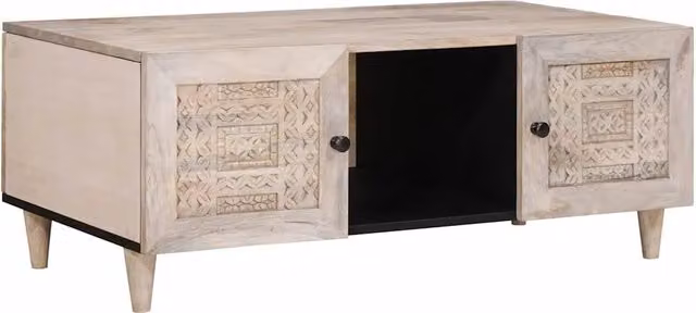 Tavolino da salotto moderno vidaXL in legno di mango bianco L: 100 cm, P: 54 cm, H: 40 cm