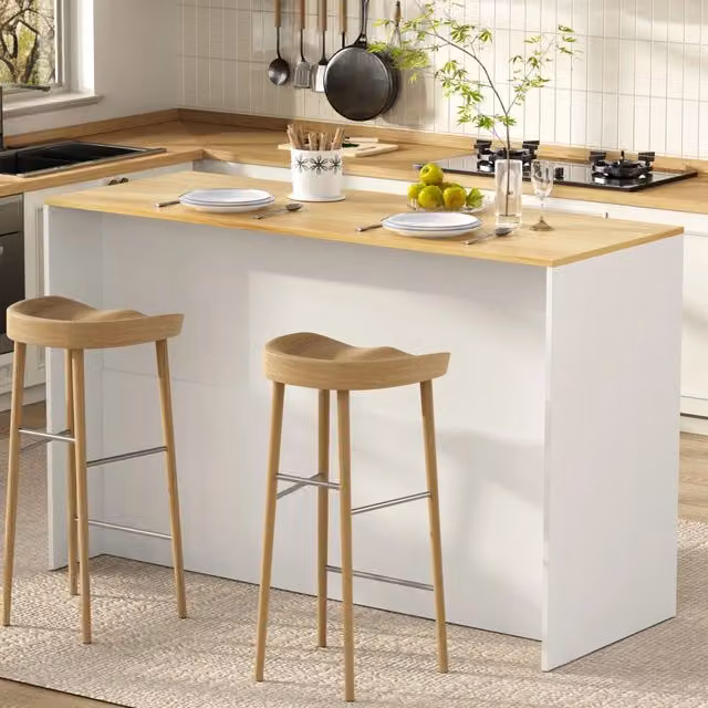 Desviae Mobile contenitore da cucina con LED, ante trasparenti, 2 cassetti e ripiani regolabili bianco 135 × 55 × 91 cm