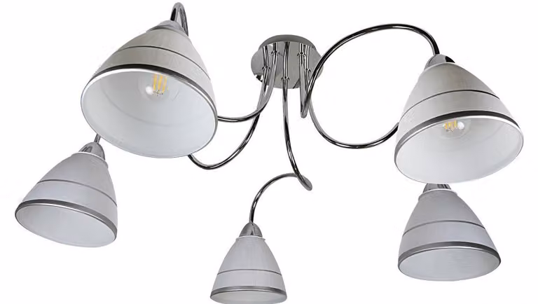 Moderna lampada a soffitto a cinque bracci ELF - 5xE14, 40W, cromata / bianca