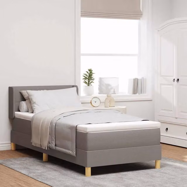 Letto a molle con testiera Talpa vidaXL in tessuto grigio L: 100 cm, P: 200 cm