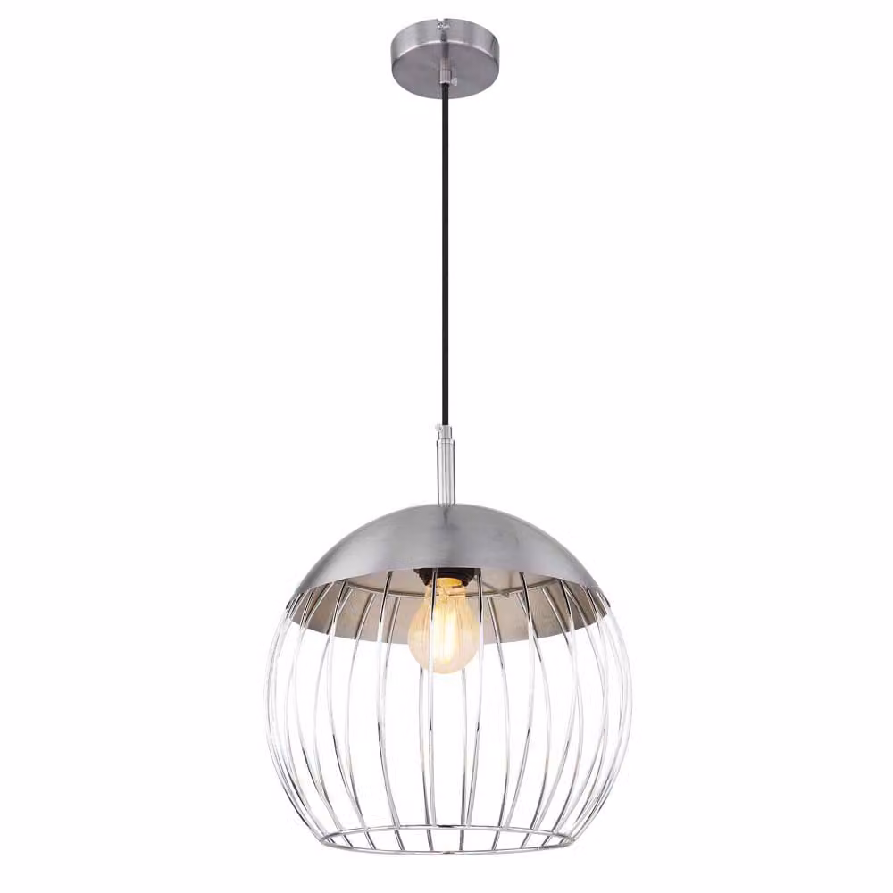 Globo Lighting lampada a sospensione in metallo color ottone, cavo tessile nero, ø: 300mm, H: 1500mm, excl. 1x E27 60W 230V