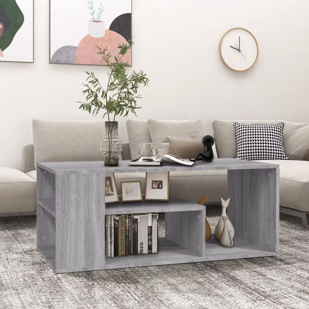 vidaXL Tavolino da Salotto Moderno in Legno Multistrato Grigio Sonoma L: 100 cm, P: 50 cm, H: 40 cm