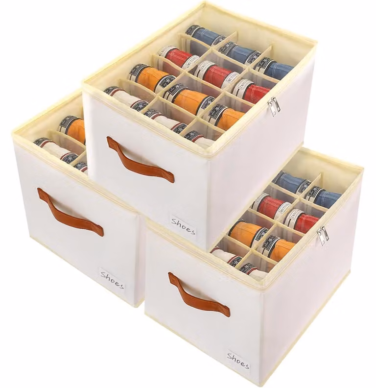 Contenitore per scarpe, 3 pezzi, 36 scomparti, impilabile, salvaspazio, bianco