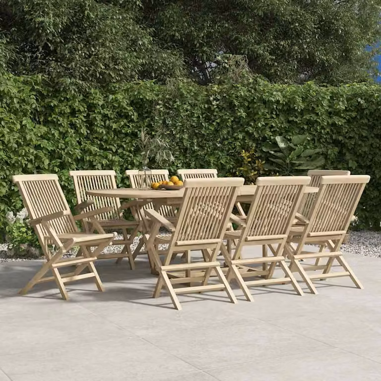 Set di 8 sedie pieghevoli vidaXL in legno di teak grigio, L: 56 cm, P: 61 cm, H: 89 cm