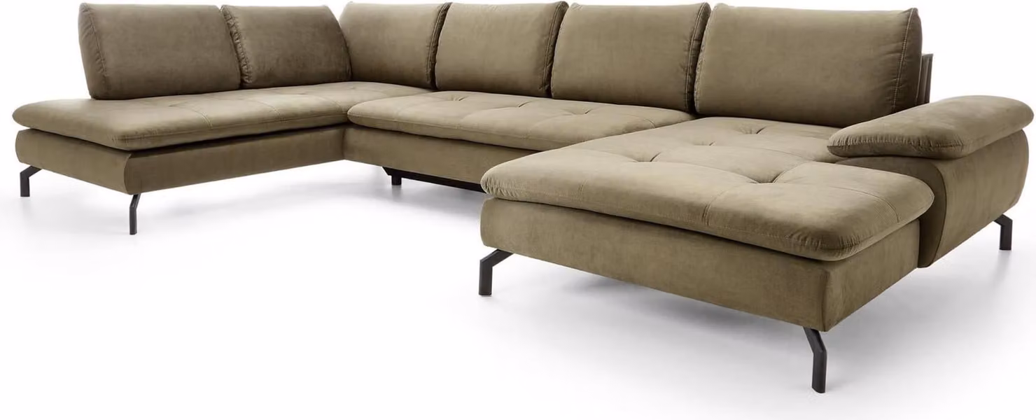 FURNLUX Divano angolare Vespa Verde e Nero 347cm / Colore principale: Verde / Dimensioni: 347 x 82 x 205 cm