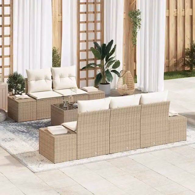 Set Divano da Giardino Beige polyrattan 3346941