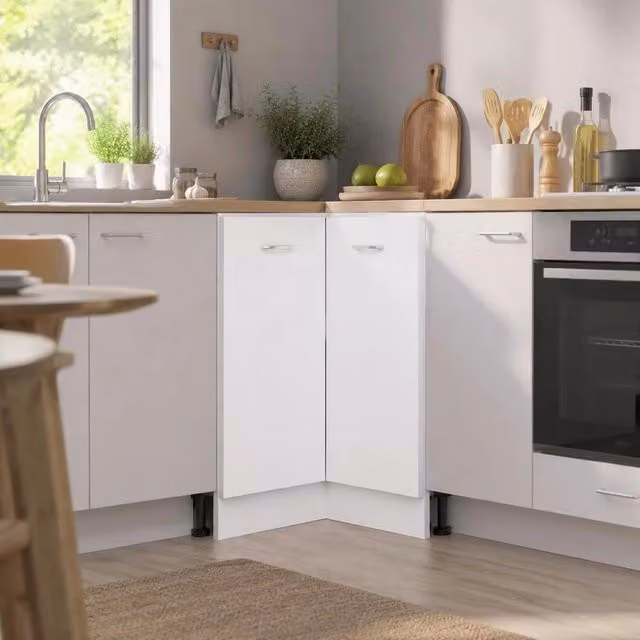 Corner Base Cabinet Lyon White 75.5x75.5x81.5 Cm Wood-based Material
