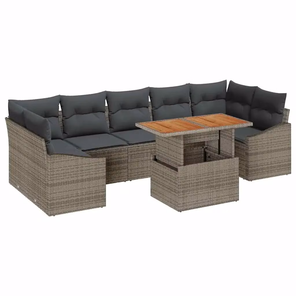 Set Divano da Giardino a L con Tavolino vidaXL, 8 Pezzi, Grigio – 2