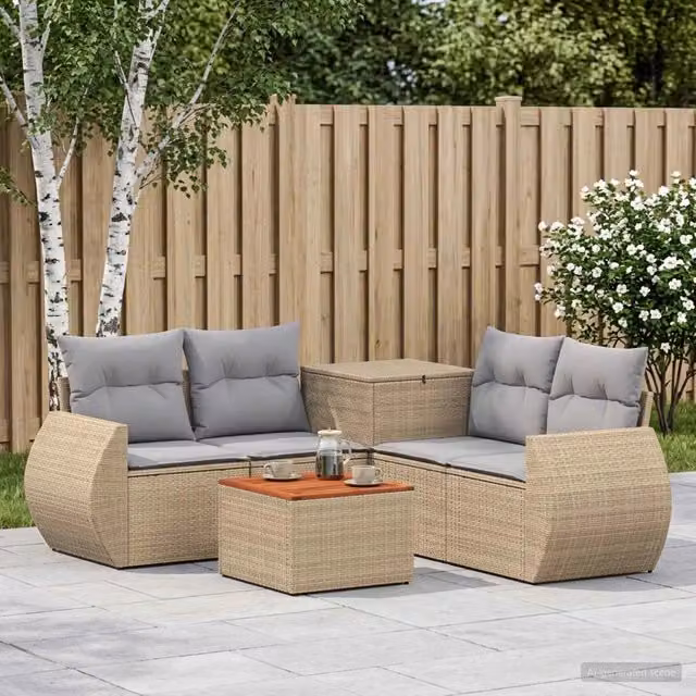 Set di divani 6 pz Beige e Grigio Chiaro 55 x 55 x 37 cm 3447525