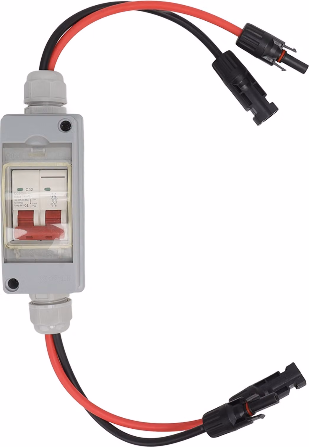Interruttore MCB 2P DC 500 V 32 A con scatola di distribuzione impermeabile IP65 con cavo e connessione PV