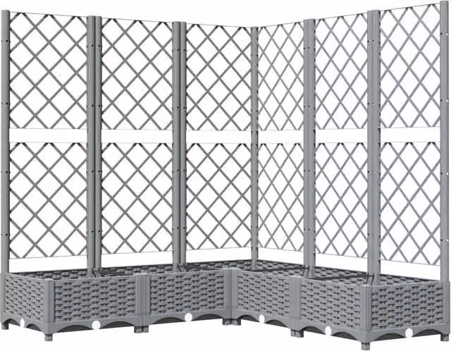 Fioriera con graticcio per piante rampicanti DESIGN IN, colore grigio chiaro, L/P/H: 120 x 120 x 121,5 cm – 1