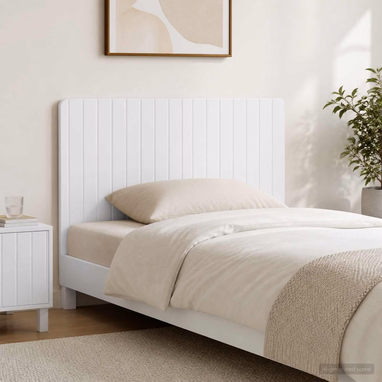 Testiera da muro vidaXL ZWOLLE in legno ingegnerizzato bianco lucido con ripiano integrato L 120 x H 50 x P 10,6 cm
