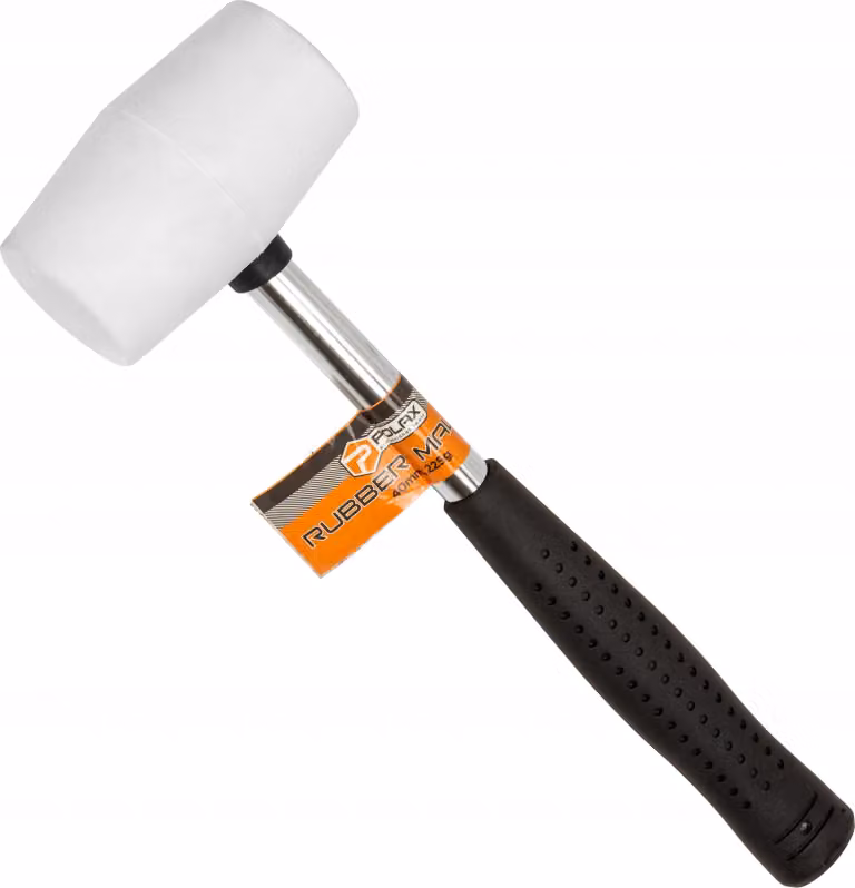 Mazzuola in gomma Polax 225 g - manico in metallo, testa bianca da 40 mm, ideale per artigiani, officine e lavori di montaggio