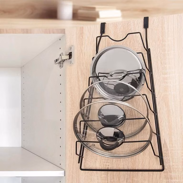 Organizzatore di coperchi, ripiano pensile per ante e armadi della cucina