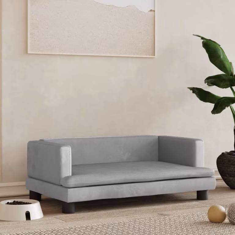 The Living Store Letto per cani Grigio chiaro 80x45x30 cm Velluto