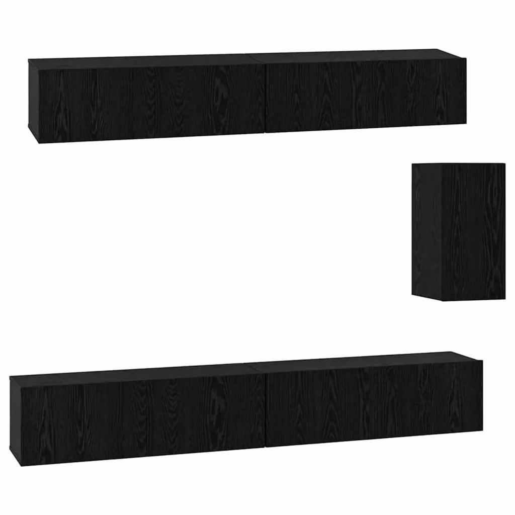 Mobile TV da parete moderno vidaXL in 3 pezzi, Rovere Nero, L/P/H: 100 x 30 x 30 cm – 2