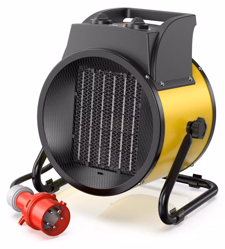 Stufa elettrica da 5000 W, riscaldatore ventilato in Vetroceramica, colore giallo