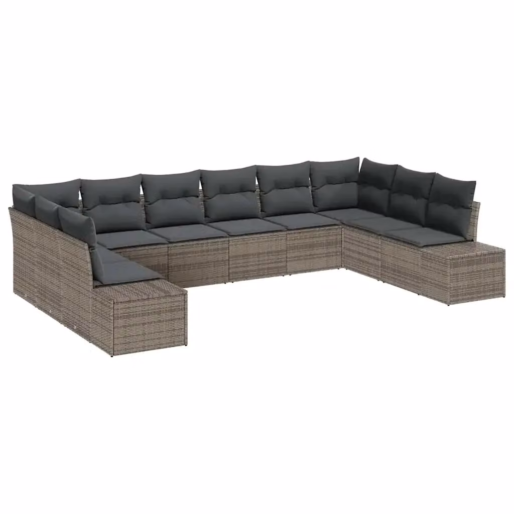 Set Divano da Giardino vidaXL a forma a U con 10 pezzi e Cuscini Grigio – 2