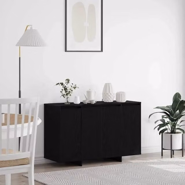 Credenza-Buffet-Armadio da cucina Rovere nero 120 x 41 x 75 cm Legno multistrato 444197