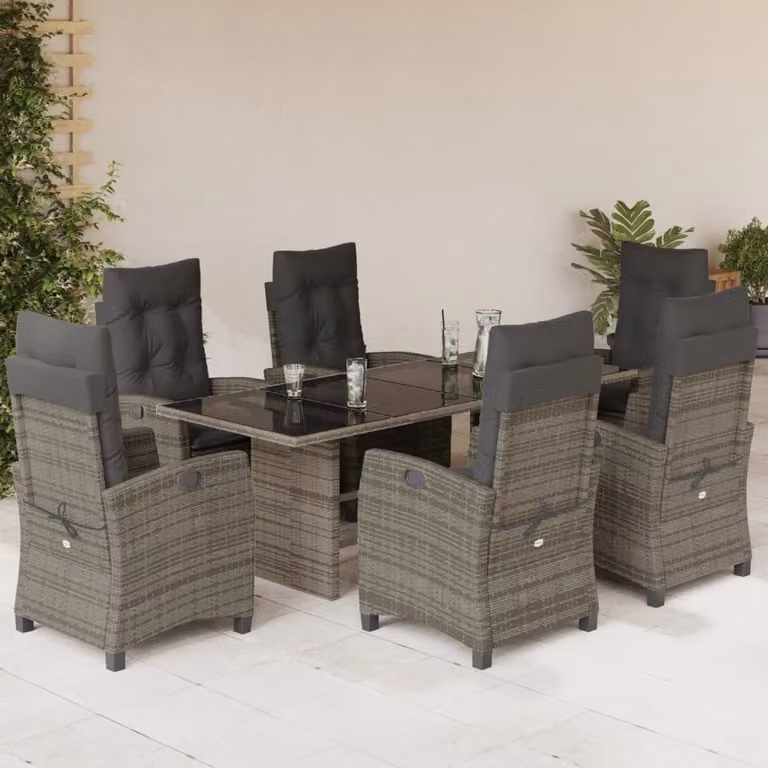 Maison Exclusive - Set da Pranzo da Giardino 7 pz con Cuscini in Polyrattan Grigio