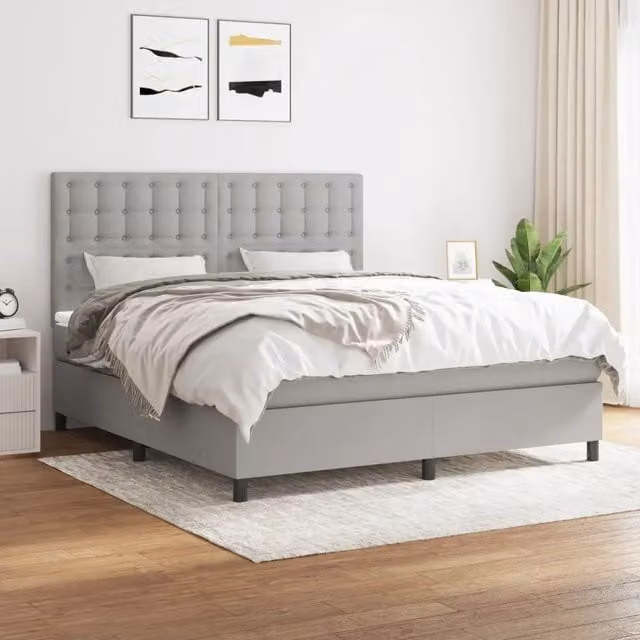 Letto Ibrido con Giroletto a Molle e Materasso vidaXL, Grigio e Bianco, L/P/H: 160 x 200 x 128 cm – 1