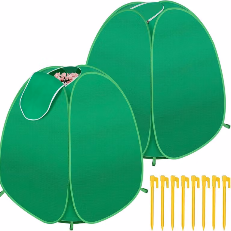 Set di 2 coperture protettive per piante, 82x72x72 cm, mini-serra pop-up in tessuto non tessuto, con cerniera, protezione dal gelo e dall'inverno